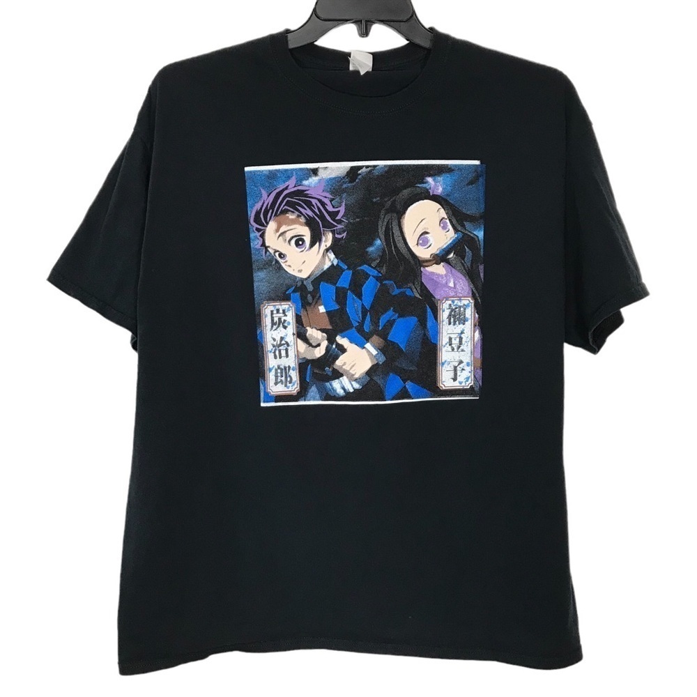 Demon Slayer Tanjiro & Nezuko Graphic T-Shirt Black Size XLARGE XL 100% Cotton